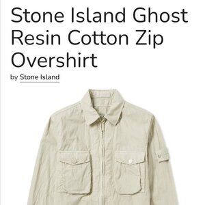 Stone Island Ghost Piece Resin Cotton Overshirt Size Medium Large